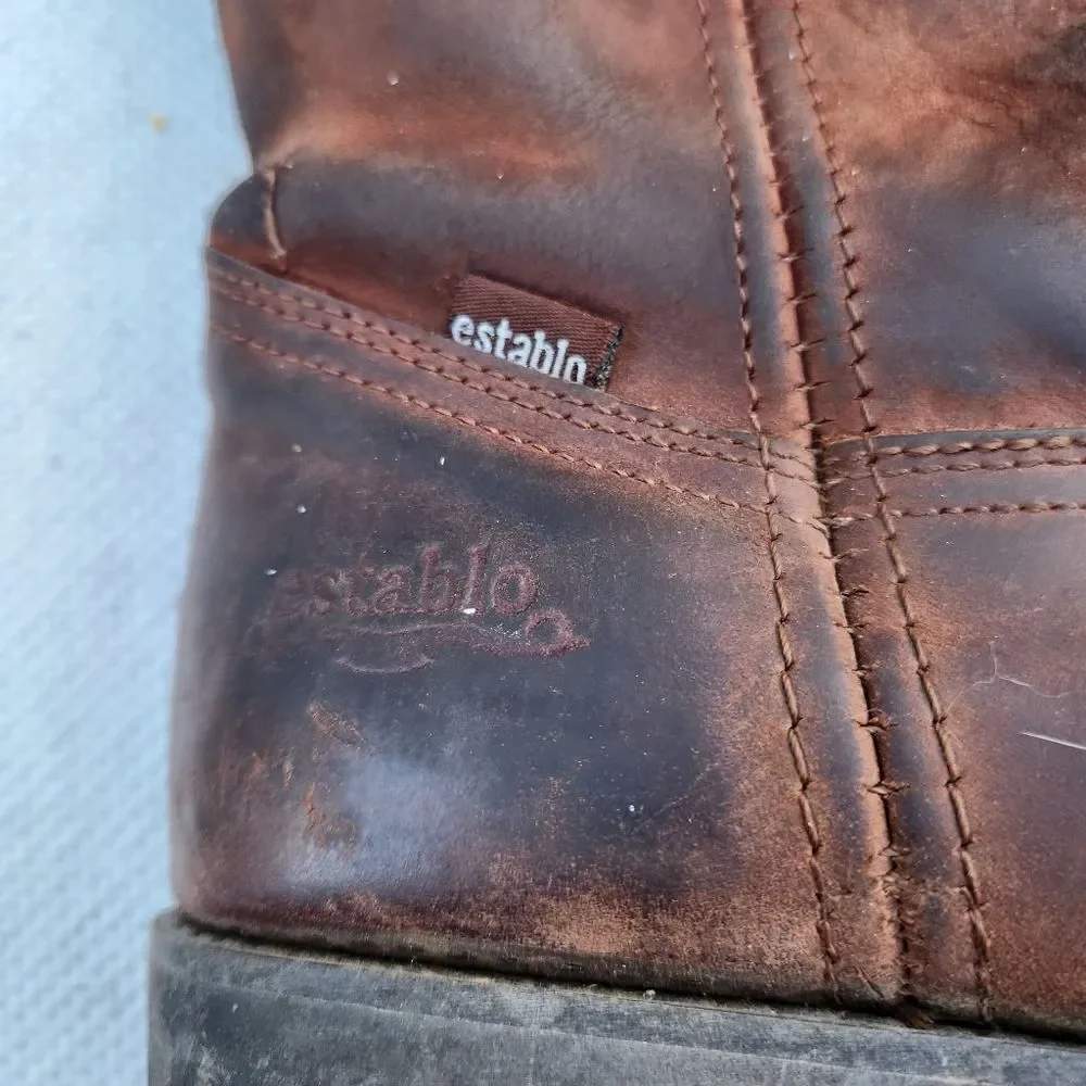 Establo oiled brown leather pull on boots